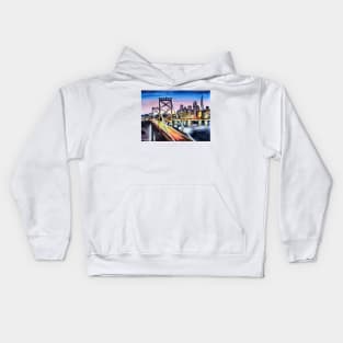 City by night in watercolors Kids Hoodie